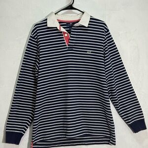 Vineyard Vines Navy and White Striped Long Sleeve Shirt Men’s Sz M